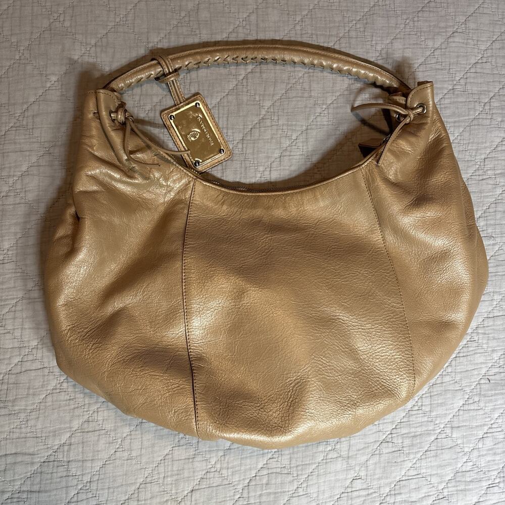 Paolo Masi large caramel leather hobo shoulder bag leather tassels Made in Italy